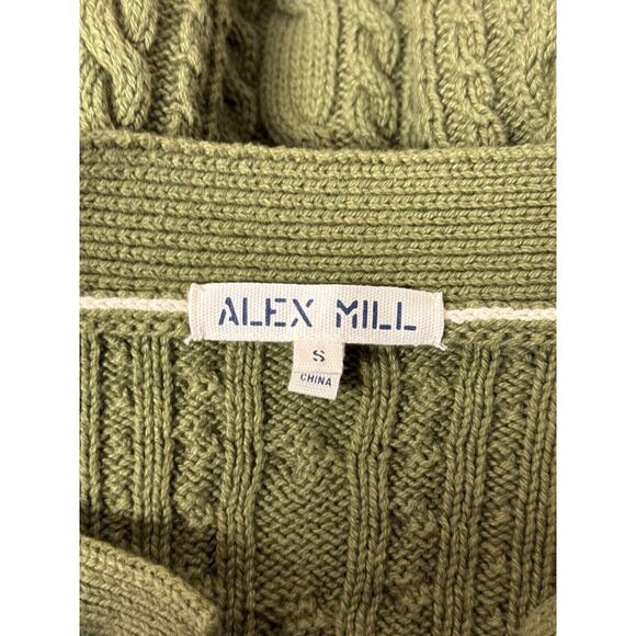 Alex Mill Cardigan Small Womens Green Chunky Cable Knit Sweater - Picture 7 of 8